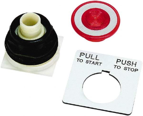 Schneider Electric - 30mm Mount Hole, Extended Straight, Pushbutton Switch Only - Red Pushbutton, Maintained (MA) - USA Tool & Supply