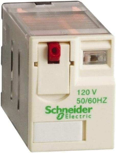 Schneider Electric - 3,750 VA Power Rating, Electromechanical Plug-in General Purpose Relay - 15 Amp at 250 VAC & 28 VDC, 2CO, 120 VAC - USA Tool & Supply