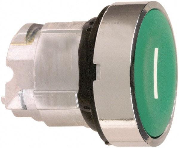 Schneider Electric - 22mm Mount Hole, Flush, Pushbutton Switch Only - Round, Green Pushbutton, Nonilluminated, Momentary (MO) - USA Tool & Supply