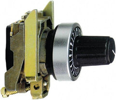 Schneider Electric - 22mm, White Markings, Selector Switch Head and Mounting Base - For Use with 6.35 mm Shaft Potentiometer - USA Tool & Supply