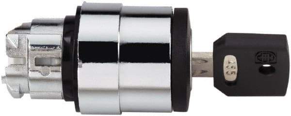 Schneider Electric - 22mm Mount Hole, 2 Position, Key Operated, Selector Switch - Black, Momentary (MO), Nonilluminated, Shock, Vibration and Water Resistant - USA Tool & Supply