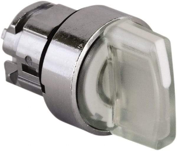 Schneider Electric - 22mm Mount Hole, 3 Position, Handle Operated, Selector Switch - White, Momentary (MO), Illuminated, Shock, Vibration and Water Resistant - USA Tool & Supply