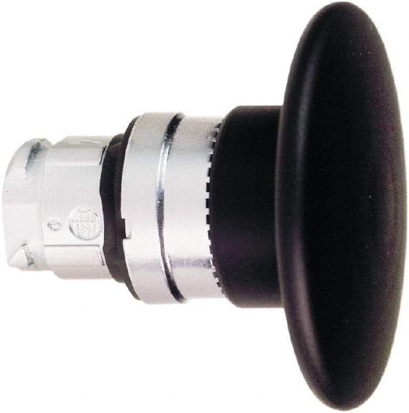 Schneider Electric - 22mm Mount Hole, Extended Mushroom Head, Pushbutton Switch Only - Round, Black Pushbutton, Nonilluminated, Momentary (MO) - USA Tool & Supply