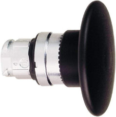 Schneider Electric - 22mm Mount Hole, Extended Mushroom Head, Pushbutton Switch Only - Round, Black Pushbutton, Nonilluminated, Momentary (MO) - USA Tool & Supply