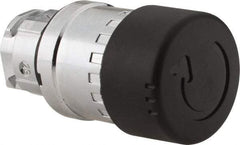 Schneider Electric - 22mm Mount Hole, Extended Mushroom Head, Pushbutton Switch Only - Round, Black Pushbutton, Nonilluminated, Maintained (MA) - USA Tool & Supply