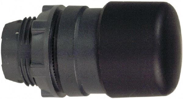 Schneider Electric - 22mm Mount Hole, Extended Mushroom Head, Pushbutton Switch Only - Round, Black Pushbutton, Nonilluminated, Momentary (MO) - USA Tool & Supply