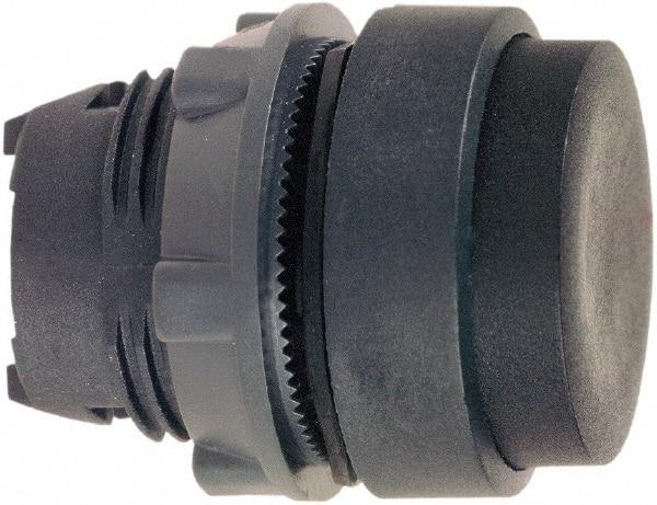 Schneider Electric - 22mm Mount Hole, Extended Straight, Pushbutton Switch Only - Round, Black Pushbutton, Nonilluminated, Momentary (MO) - USA Tool & Supply