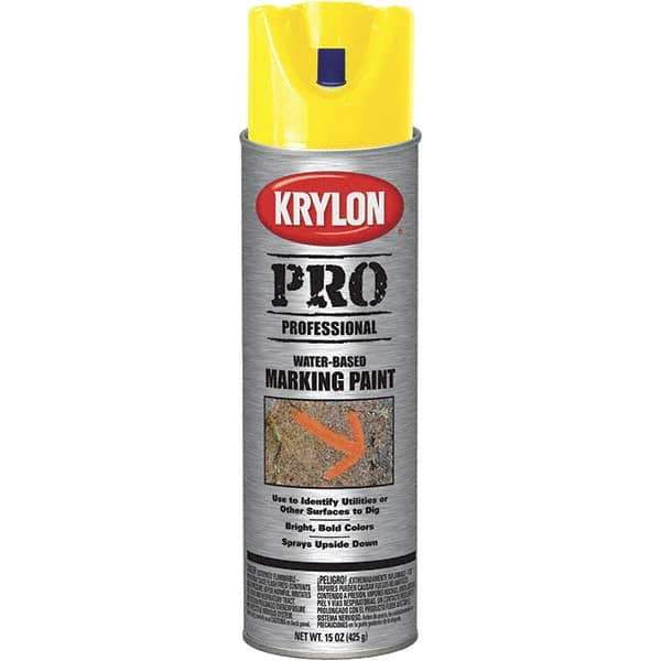 Krylon - 15 fl oz Yellow Marking Paint - Water Base Formula - USA Tool & Supply