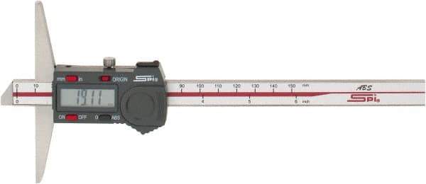 SPI - 0mm to 150mm ABS Plastic (Case) Electronic Depth Gage - 0.02mm Accuracy, 0.01mm Resolution, 4" Base Length - USA Tool & Supply