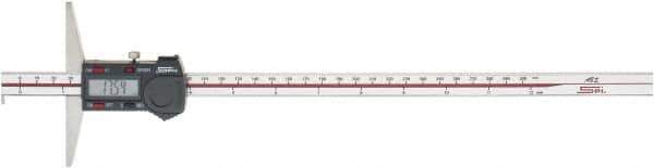 SPI - 0mm to 300mm ABS Plastic (Case) Electronic Depth Gage - 0.04mm Accuracy, 0.01mm Resolution, 4" Base Length - USA Tool & Supply