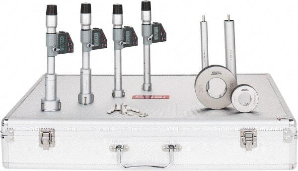 SPI - 0.8" to 2", IP65, Carbide Face Chrome Plated Finish, Electronic Inside Micrometer - 0.00005" Resolution, 0.00016" Accuracy, 90 & 97" Gage Depth - USA Tool & Supply