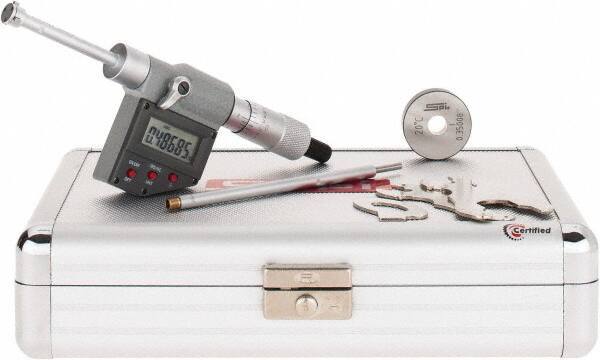 SPI - 0.35" to 0.425", IP65, Carbide Face Chrome Plated Finish, Electronic Inside Micrometer - 0.00005" Resolution, 0.00016" Accuracy, 53.5" Gage Depth - USA Tool & Supply