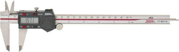 SPI - 0 to 200mm Range, 0.01mm Resolution, Electronic Caliper - Stainless Steel with 50mm Stainless Steel Jaws, 0.0015" Accuracy, Micro USB Output - USA Tool & Supply