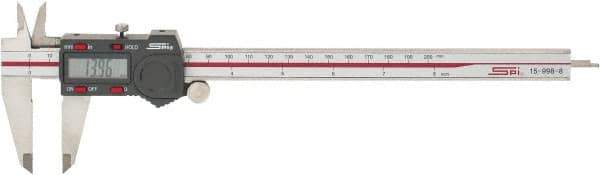 SPI - 0 to 200mm Range, 0.01mm Resolution, Electronic Caliper - Stainless Steel with 50mm Stainless Steel Jaws, 0.0015" Accuracy - USA Tool & Supply