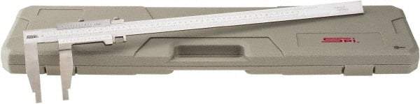SPI - 0 to 450mm Stainless Steel Vernier Caliper - 0.02mm Graduation, 100mm Jaw Depth, 0.05mm Accuracy, Includes NIST Traceability Certificate - USA Tool & Supply