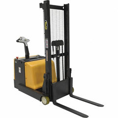 Vestil - 1,100 Lb Capacity, 62" Lift Height, Battery Powered Stacker - 1-3/16" Lowered Height, 30" Fork Length, 32" Overall Width - USA Tool & Supply