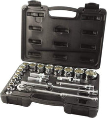 Paramount - 22 Piece 1/2" Drive Chrome Finish Socket Set - 12 Points, 5/16" to 1-1/4" Range, Inch Measurement Standard - USA Tool & Supply