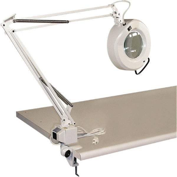 Proline - 45" Arm, Spring Suspension, Bracket Mount, Fluorescent, White, Magnifying Task Light - 22 Watts, 3 Diopter Magnification - USA Tool & Supply