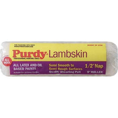 Purdy - 1/2" Nap, 9" Wide Paint Roller Cover - Semi-Smooth to Semi-Rough Texture, 100% Lambswool - USA Tool & Supply