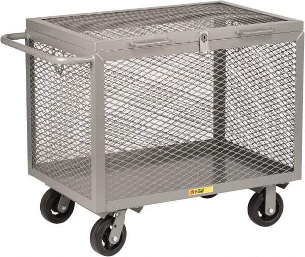 Little Giant - 2,000 Lb Capacity, 4-Sided Steel Box Truck - 65-1/2" Long x 30" Wide x 32" High, 6" Diam Mold-On Rubber Wheels - USA Tool & Supply
