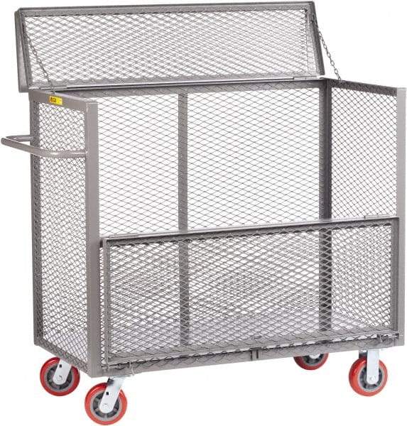 Little Giant - 3,600 Lb Capacity, Steel Security Truck - 53-1/2" Long x 30" Wide x 47" High, 6" Diam Polyurethane Wheels - USA Tool & Supply