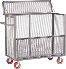 Little Giant - 3,600 Lb Capacity, Steel Security Truck - 65-1/2" Long x 24" Wide x 47" High, 6" Diam Polyurethane Wheels - USA Tool & Supply