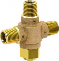 Acorn Engineering - 1/2" Pipe, 125 Max psi, Lead Free Brass Water Mixing Valve & Unit - 4.5 GPM at 45 psi Flow Rate, NPT End Connections - USA Tool & Supply