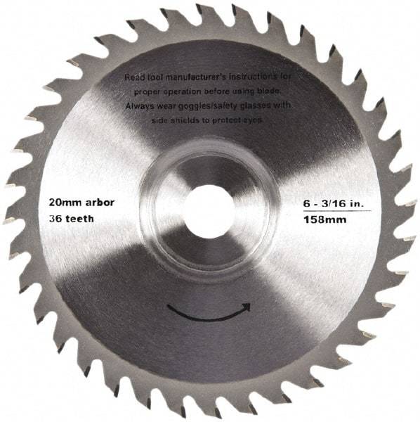 QEP - 6-3/16" Diam, 20mm Arbor Hole Diam, 36 Tooth Wet & Dry Cut Saw Blade - Tungsten Carbide-Tipped, Crosscut Action, Standard Round Arbor - USA Tool & Supply