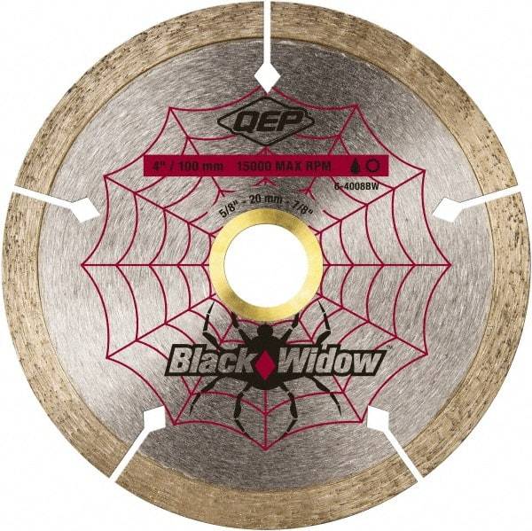 QEP - 4" Diam, 5/8" Arbor Hole Diam, Wet & Dry Cut Saw Blade - Diamond-Tipped, Smooth Action, Standard Round Arbor - USA Tool & Supply