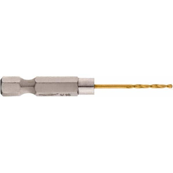 Milwaukee Tool - 1/16" High Speed Steel, 135° Point, Hex Shank Maintenance Drill Bit - USA Tool & Supply