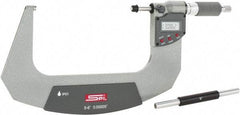 SPI - 5 to 6" Range, 0.00005" Resolution, Double Ratchet IP65 Electronic Outside Micrometer - 0.0002" Accuracy, Ratchet-Friction Thimble, Carbide Face, CR2032 Battery, Includes NIST Traceable Certification of Inspection - USA Tool & Supply