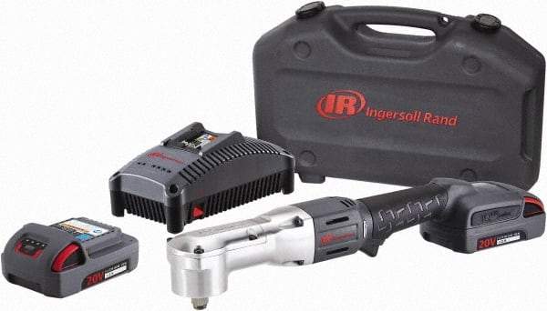 Ingersoll-Rand - 1/2" Drive 20 Volt Angled Cordless Impact Wrench & Ratchet - 1,900 RPM, 3,000 BPM, 180 Ft/Lb Torque, 2 Lithium-Ion Batteries Included - USA Tool & Supply