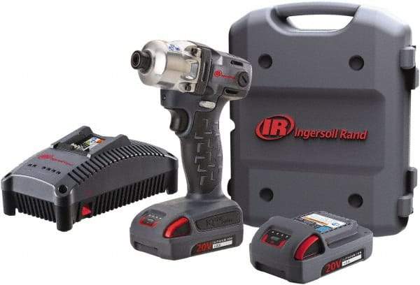 Ingersoll-Rand - 1/4" Drive 20 Volt Pistol Grip Cordless Impact Wrench & Ratchet - 1,900 RPM, 2,800 BPM, 160 Ft/Lb Torque, 2 Lithium-Ion Batteries Included - USA Tool & Supply