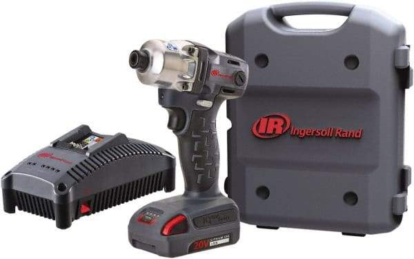 Ingersoll-Rand - 1/4" Drive 20 Volt Pistol Grip Cordless Impact Wrench & Ratchet - 1,900 RPM, 2,800 BPM, 160 Ft/Lb Torque, 1 Lithium-Ion Battery Included - USA Tool & Supply