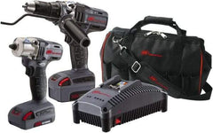 Ingersoll-Rand - 20 Volt Cordless Tool Combination Kit - Includes 1/2" Impact Wrench & 1/2" Drill/Driver, Lithium-Ion Battery Included - USA Tool & Supply