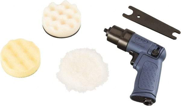 Ingersoll-Rand - 3" Pad Diam, 6,400 RPM, 0.3 hp, Handheld Pneumatic Polisher - 19.8 CFM, 5/16-24" Spindle Thread, 1/4" Inlet - USA Tool & Supply