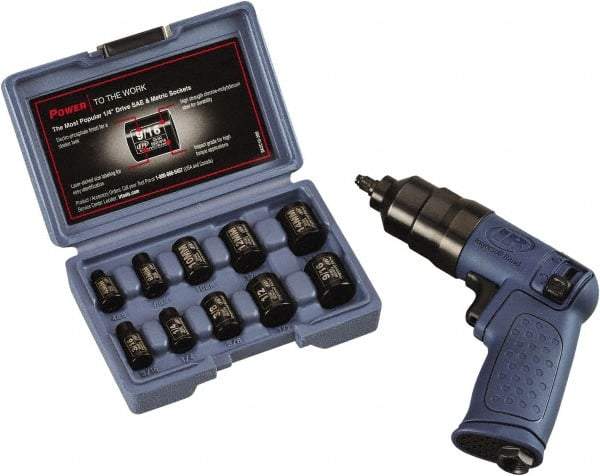 Ingersoll-Rand - 1/4" Drive, 14,500 RPM, 55 Ft/Lb Torque Impact Wrench Set - Pistol Grip Handle, 3,650 IPM, 13 CFM, 90 psi, 1/4" NPTF Inlet - USA Tool & Supply