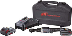 Ingersoll-Rand - 1/2" Drive 20 Volt Angled Cordless Impact Wrench & Ratchet - 225 RPM, 54 Ft/Lb Torque, 2 Lithium-Ion Batteries Included - USA Tool & Supply