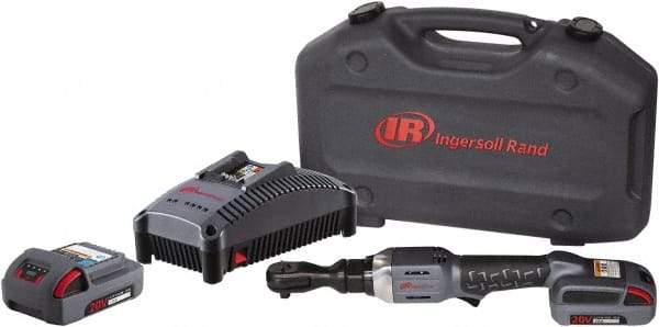 Ingersoll-Rand - 3/8" Drive 20 Volt Angled Cordless Impact Wrench & Ratchet - 225 RPM, 54 Ft/Lb Torque, 2 Lithium-Ion Batteries Included - USA Tool & Supply