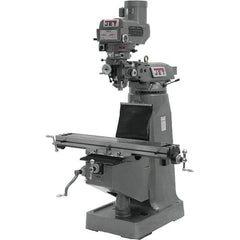 Jet - 9" Table Width x 49" Table Length, Variable Speed Pulley Control, 3 Phase Knee Milling Machine - R8 Spindle Taper, 3 hp - USA Tool & Supply