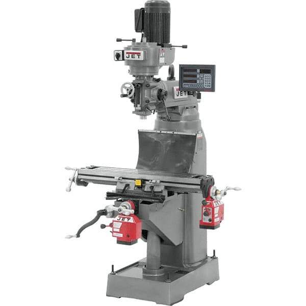 Jet - 7-7/8" Table Width x 35-3/4" Table Length, Variable Speed Pulley Control, 1 Phase Knee Milling Machine - R8 Spindle Taper, 1-1/2 hp - USA Tool & Supply