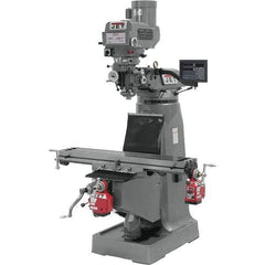 Jet - 9" Table Width x 49" Table Length, Variable Speed Pulley Control, 3 Phase Knee Milling Machine - R8 Spindle Taper, 3 hp - USA Tool & Supply