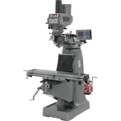 Jet - 9" Table Width x 49" Table Length, Variable Speed Pulley Control, 3 Phase Knee Milling Machine - R8 Spindle Taper, 3 hp - USA Tool & Supply