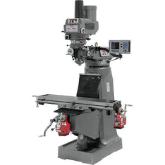 Jet - 9" Table Width x 49" Table Length, Variable Speed Pulley Control, 3 Phase Knee Milling Machine - R8 Spindle Taper, 3 hp - USA Tool & Supply