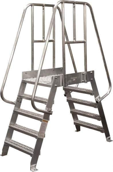 Cotterman - 80" 6 Step Crossover Bridge - Spacesaver, 500 Lb Capacity, 32" Base Width x 32" Base Depth, Grip Strut - USA Tool & Supply