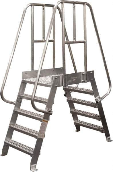 Cotterman - 90" 7 Step Crossover Bridge - Spacesaver, 500 Lb Capacity, 32" Base Width x 32" Base Depth, Grip Strut - USA Tool & Supply