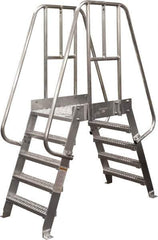 Cotterman - 90" 7 Step Crossover Bridge - Spacesaver, 500 Lb Capacity, 32" Base Width x 32" Base Depth, Grip Strut - USA Tool & Supply