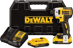 DeWALT - 20 Volt, 1/4" Drive, 20, 125, 152 Ft/Lb Torque, Cordless Impact Driver - 1000, 2800, 3250 RPM, 2 Lithium-Ion Batteries Included - USA Tool & Supply