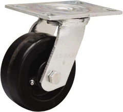 Hamilton - 5" Diam x 2" Wide x 6-1/2" OAH Top Plate Mount Swivel Caster - Phenolic, 900 Lb Capacity, Straight Roller Bearing, 4-1/2 x 6-1/4" Plate - USA Tool & Supply