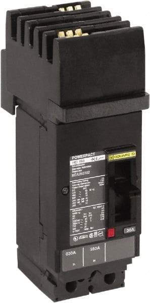 Square D - 100 Amp, 600 VAC, 2 Pole, Plug In Molded Case Circuit Breaker - Thermal Magnetic Trip, Multiple Breaking Capacity Ratings, 14-3/0 AWG - USA Tool & Supply